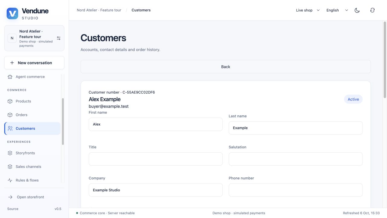 Customer detail with synthetic contact information and trusted group controls