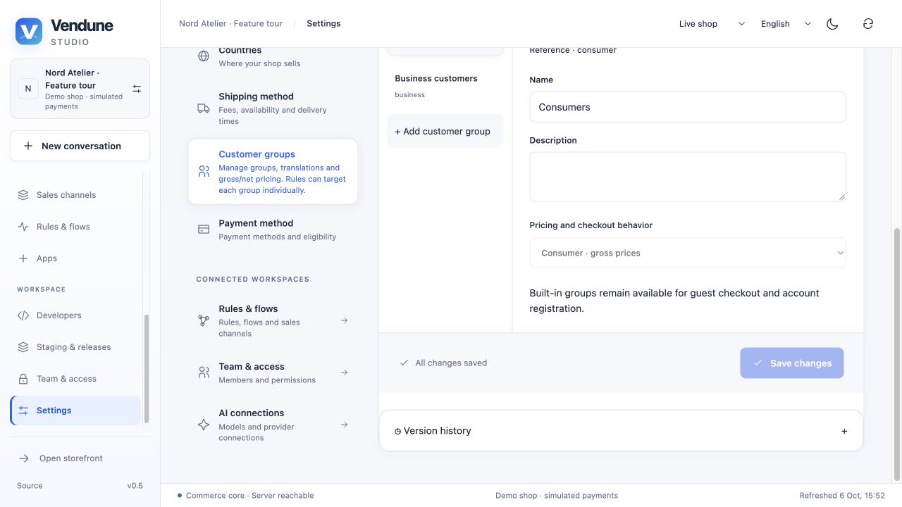 Translated customer groups and their gross/net pricing configuration