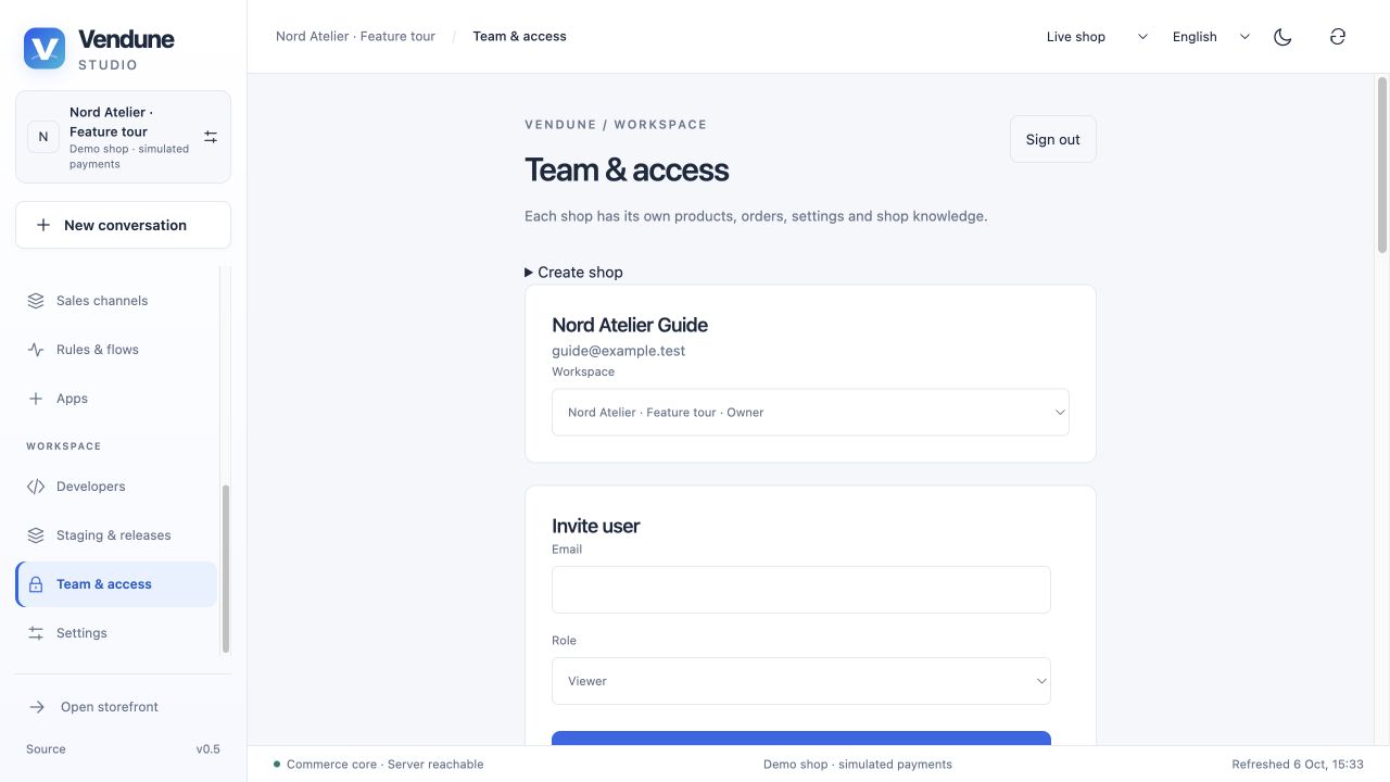 Personal workspace membership, invitations and current session controls